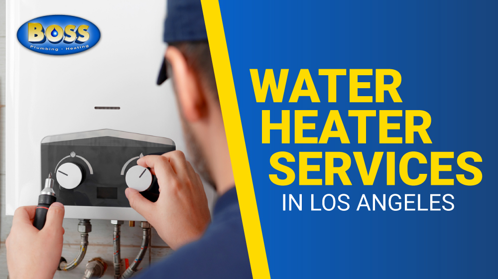 Professional plumber providing water heater services